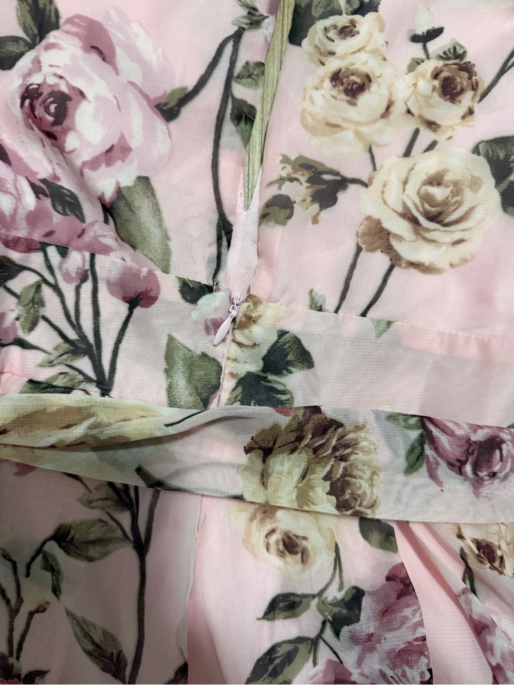 Miss Avenue Pink Floral V-Neck Romper with Waist Tie - Picture 4 of 6